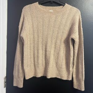 Joie Tan Crewneck Cable Knit Sweater